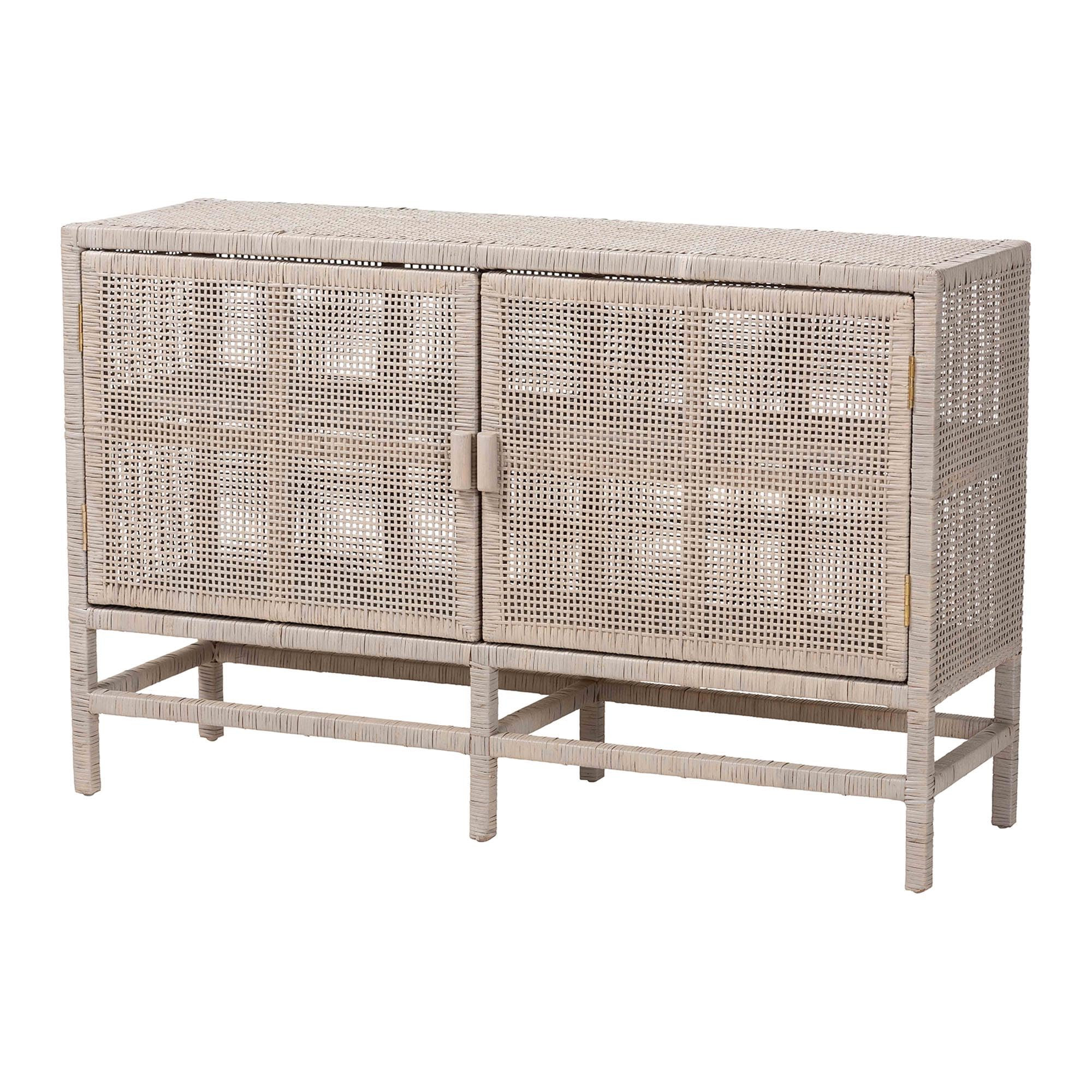 Bali & pari Vivan Natural Rattan Storage Cabinet - 2-Tier Handwoven Wicker Accent Cabinet with Do... | Amazon (US)