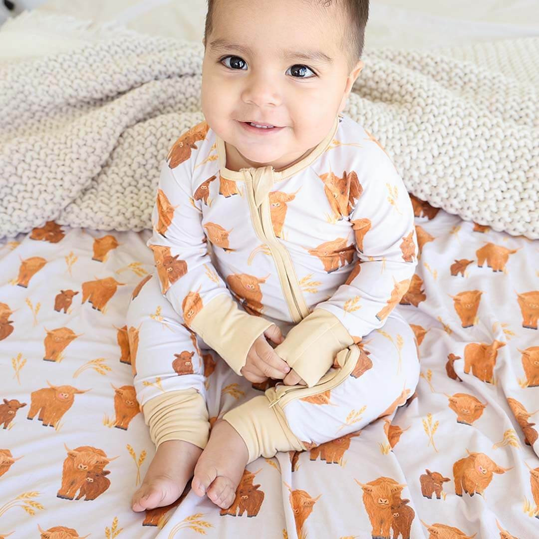 Happy Highland Cows Convertible Zip Romper | Caden Lane