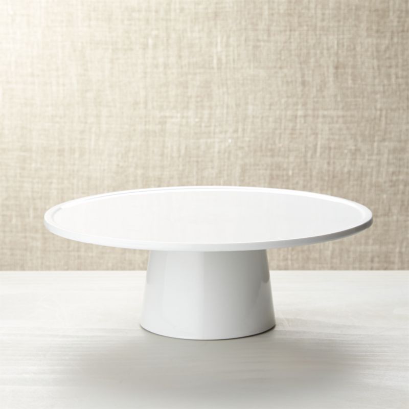 Form Round White Ceramic Pedestal Cake Stand + Reviews | Crate & Barrel | Crate & Barrel