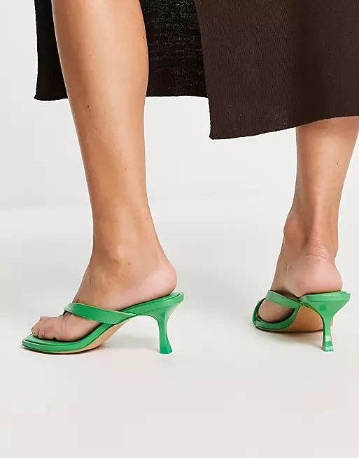 River Island toe thong low heeled mule in green | ASOS | ASOS (Global)