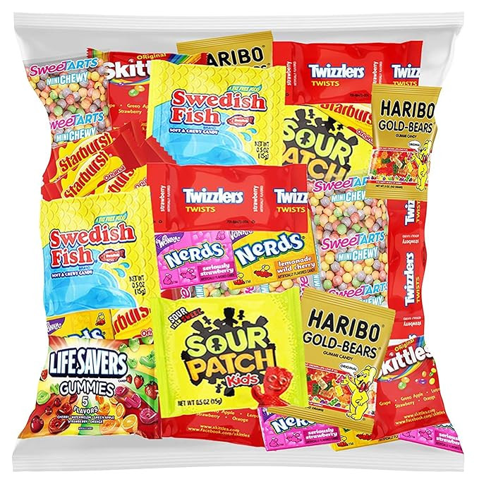 Bulk Assorted Fruit Candy - Starburst, Skittles, Swedish Fish, SweeTarts, Nerds, Sour Patch Kids,... | Amazon (US)