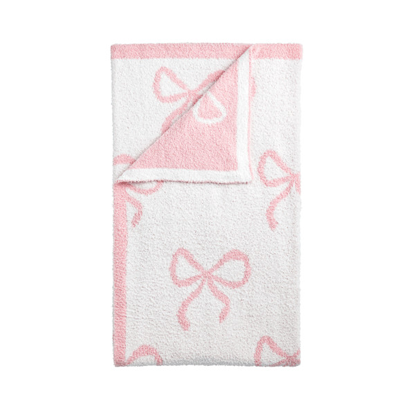 Pink Bows Chenille Blanket | Mud Pie