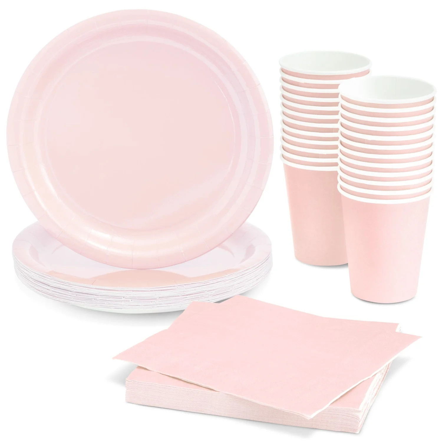 Serves 24 Pink Party Supplies with Paper Plates, Cups, and Napkins for Birthday, Girl Baby Shower... | Walmart (US)