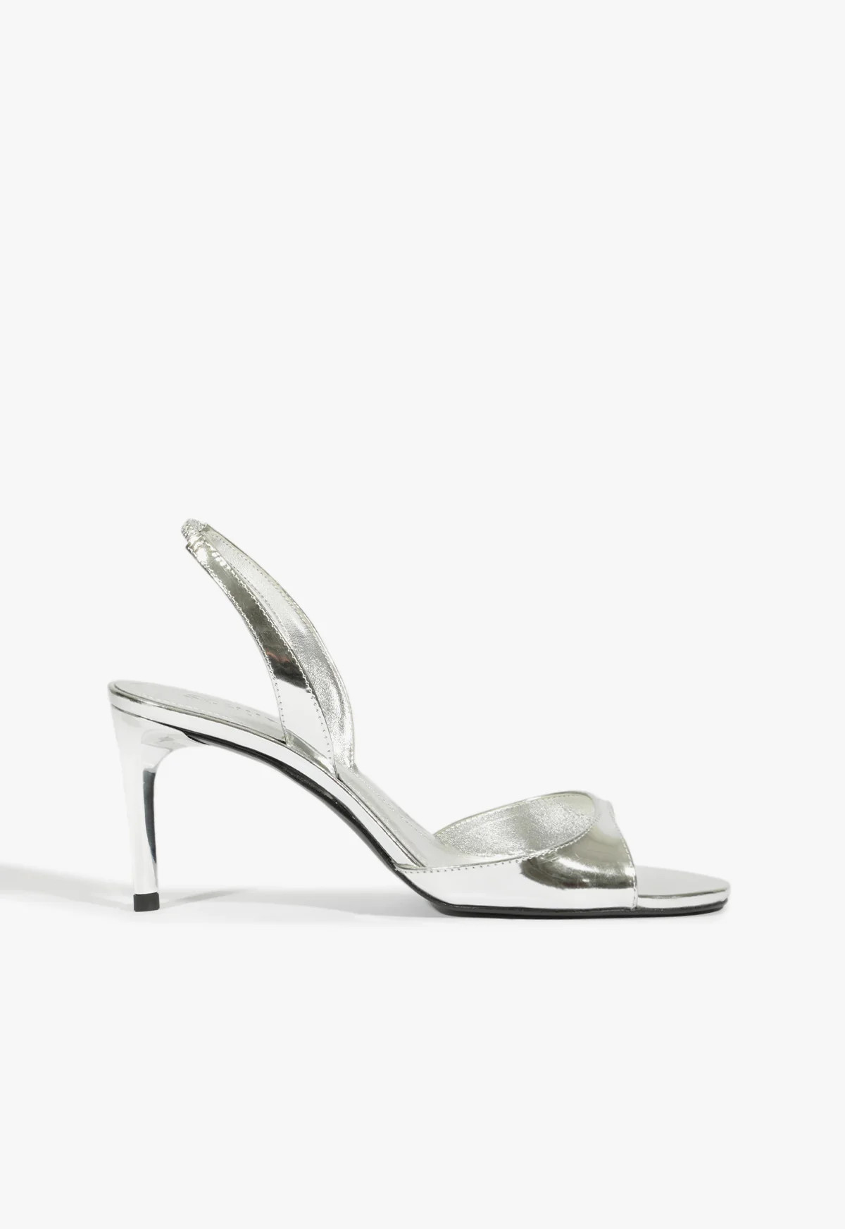 Scarlett Sling Mid Leather Sandal | Silver Stiletto Heel - SCHUTZ | Schutz (US)