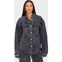 Tall Washed Grey Oversized Denim Jacket | PrettyLittleThing US