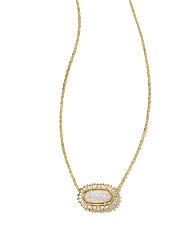 Baguette Elisa Gold Pendant Necklace in Iridescent Drusy | Kendra Scott
