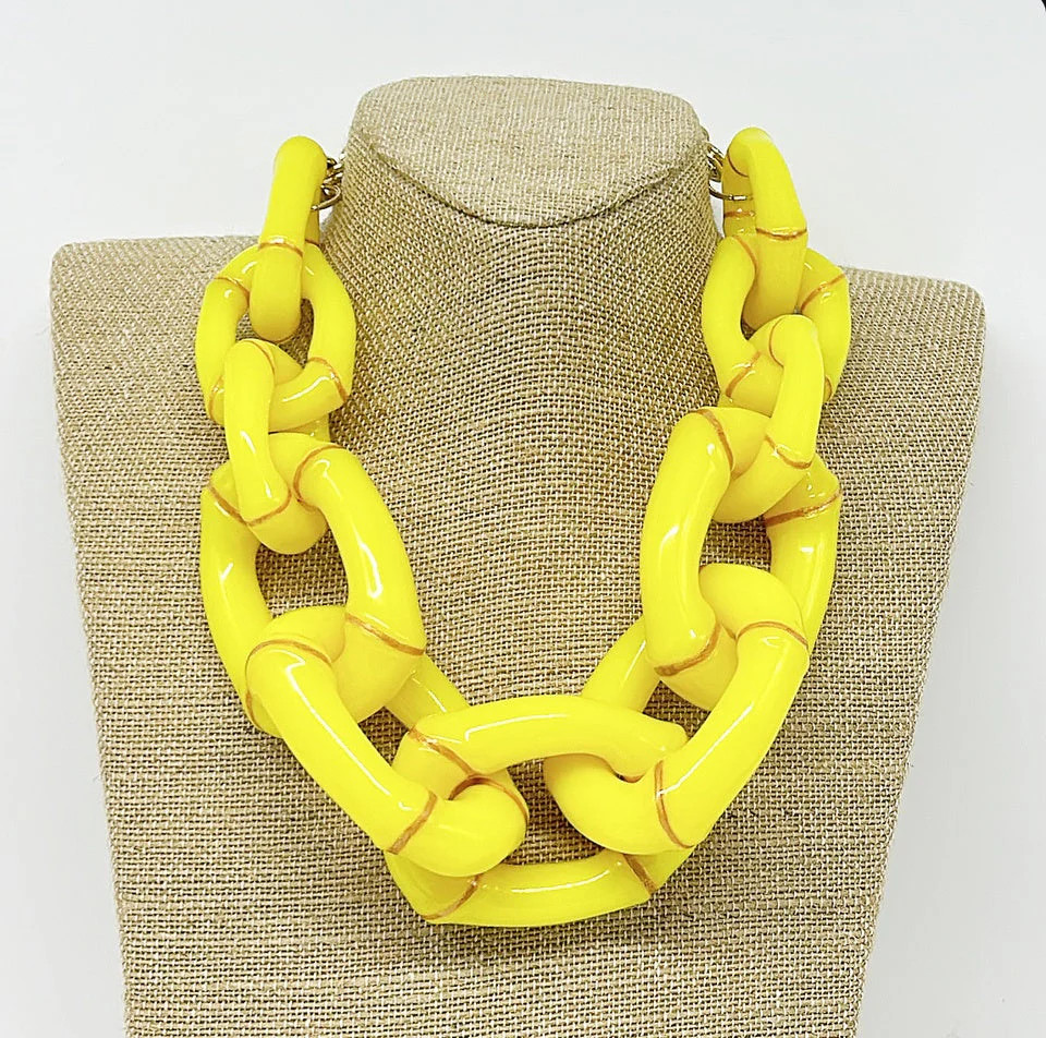 "The Michelle"  Bamboo Link Necklace by Parker Kennedy- Yellow | House Of MBR