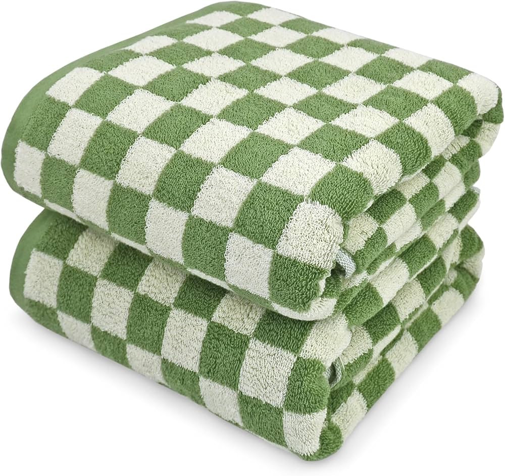 Jacquotha Bath Towels Set of 2 - Luxury Shower Towels 55” x 27.5”, Cotton Beach Towel Green C... | Amazon (US)
