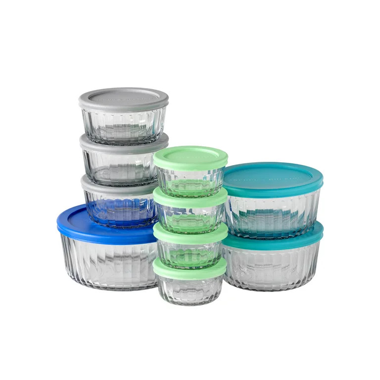 Anchor Hocking Sculpted Glass Food Storage Containers with Lids, 20 Piece Set | Walmart (US)
