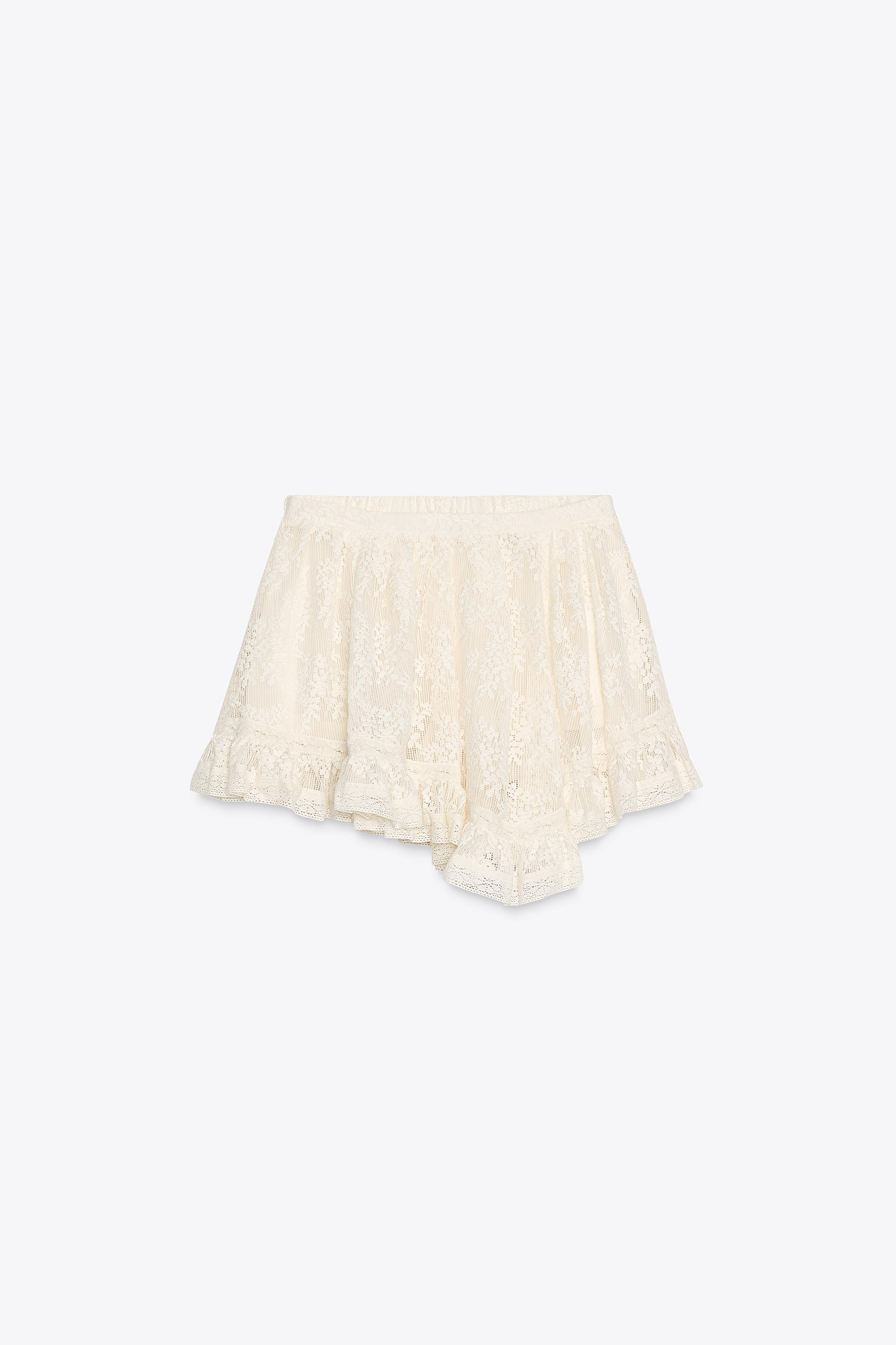 LACE RUFFLE MINI SKIRT | Zara US
