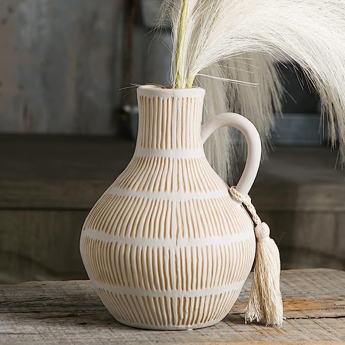 Mowtanco Rustic Ceramic Vase for Home Decor, Farmhouse Decorative Vases for Pampas Grass, Terraco... | Amazon (US)