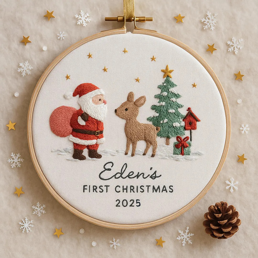 Personalized Embroidered Baby's First Christmas Ornament Keepsake | Etsy (US)