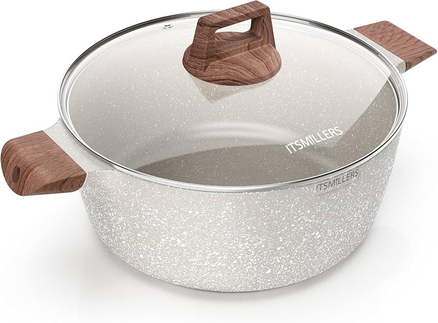 ITSMILLERS Nonstick Die Casting Stock Pot,6Qt Elegant Aluminum Ceramic Casserole with Lid, Induct... | Amazon (US)