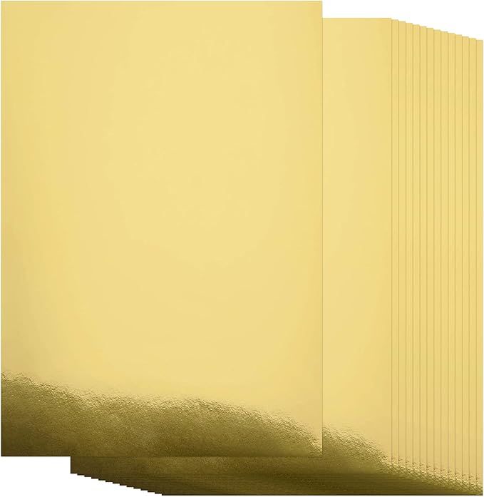 Metallic Gold Cardstock Paper, 60pcs of 8.5”x11” (250 GSM) - Gold Paper Foil Board, Mirror Fi... | Amazon (US)