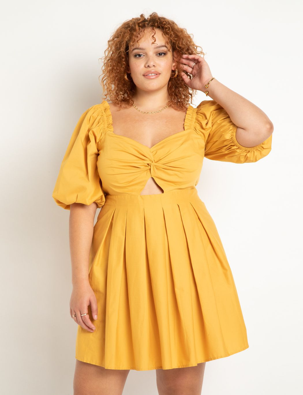 Twist Bodice Puff Sleeve Dress | Eloquii