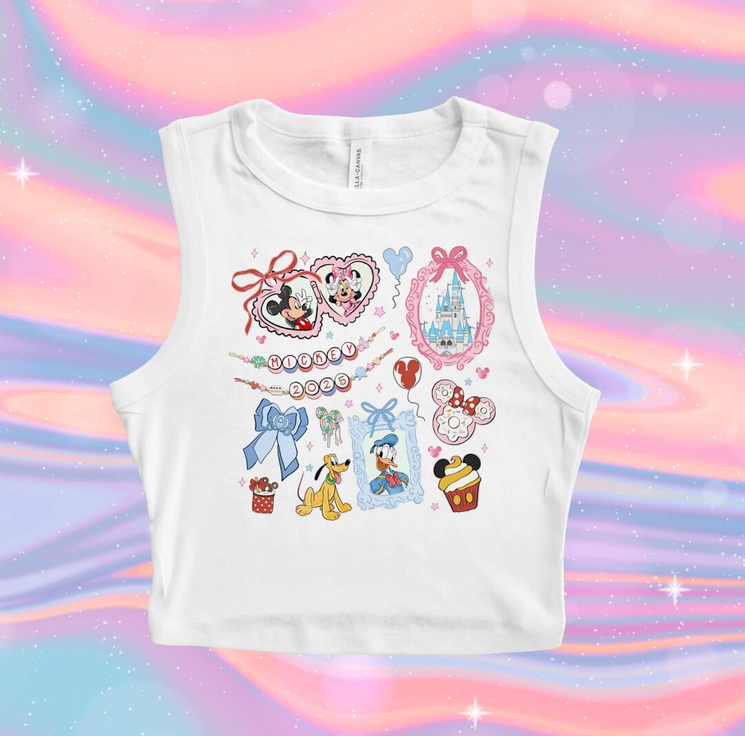 Mickey Pluto Friends Bow Crop Tank, Disneyworld Baby Tee, Heart Mickey Crop Tank, Cute Beads Dona... | Etsy (US)