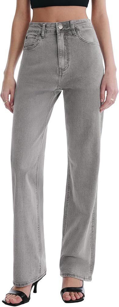 SGIVL Women’s Jeans High Waisted Straight Leg Stretchy Jeans Trendy Wide Leg Casual Fit Denim P... | Amazon (US)