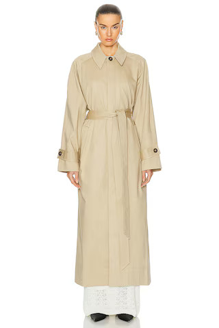 L'Academie by Marianna Ayisa Trench Coat in Light Khaki | FWRD | FWRD 
