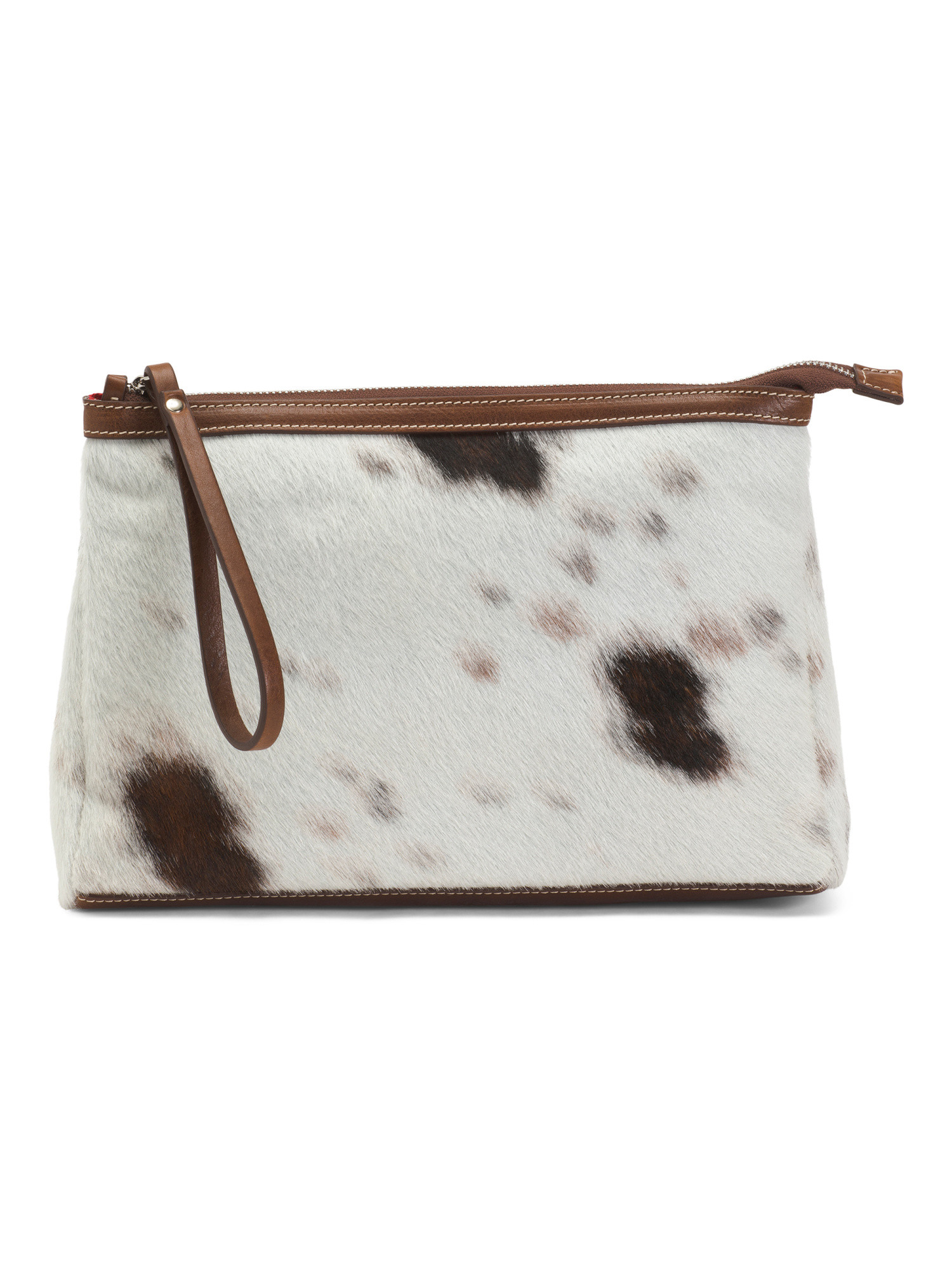 Made In Italy Leather Large Zip Closure Pouch | TJ Maxx