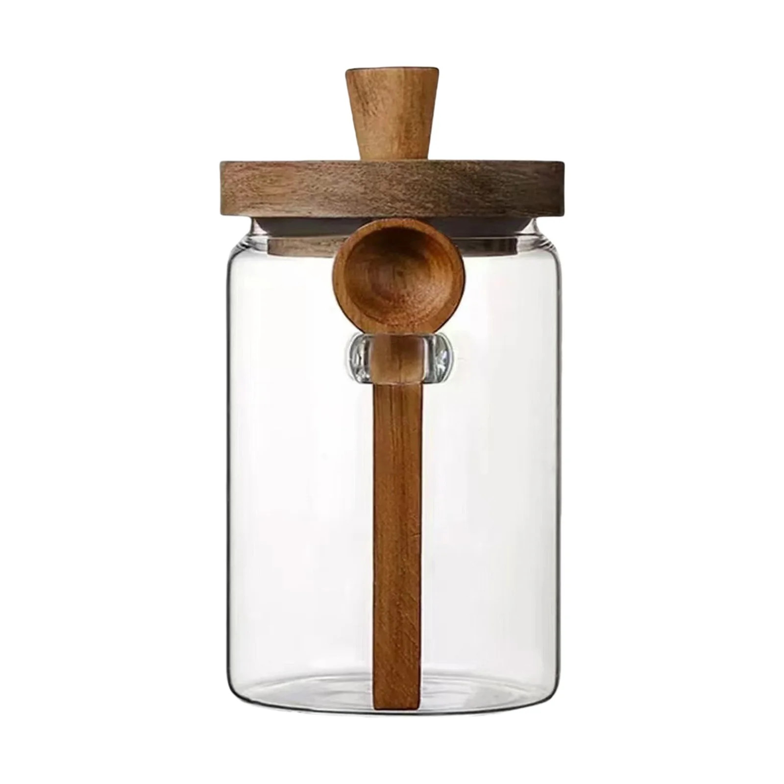 Glass Jar with Wooden Lid and Spoon, 20.3oz Food Storage Containers Coffee Jar Coffee Grounds Con... | Walmart (US)