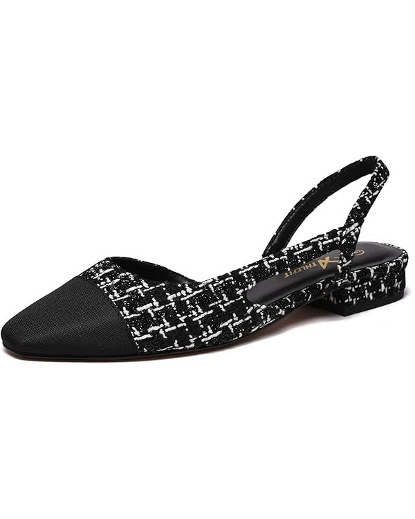 Athlefit Slingback Flats for Women Square Pointed Toe Two Toned Flats Wedding Pumps for Women | Amazon (US)