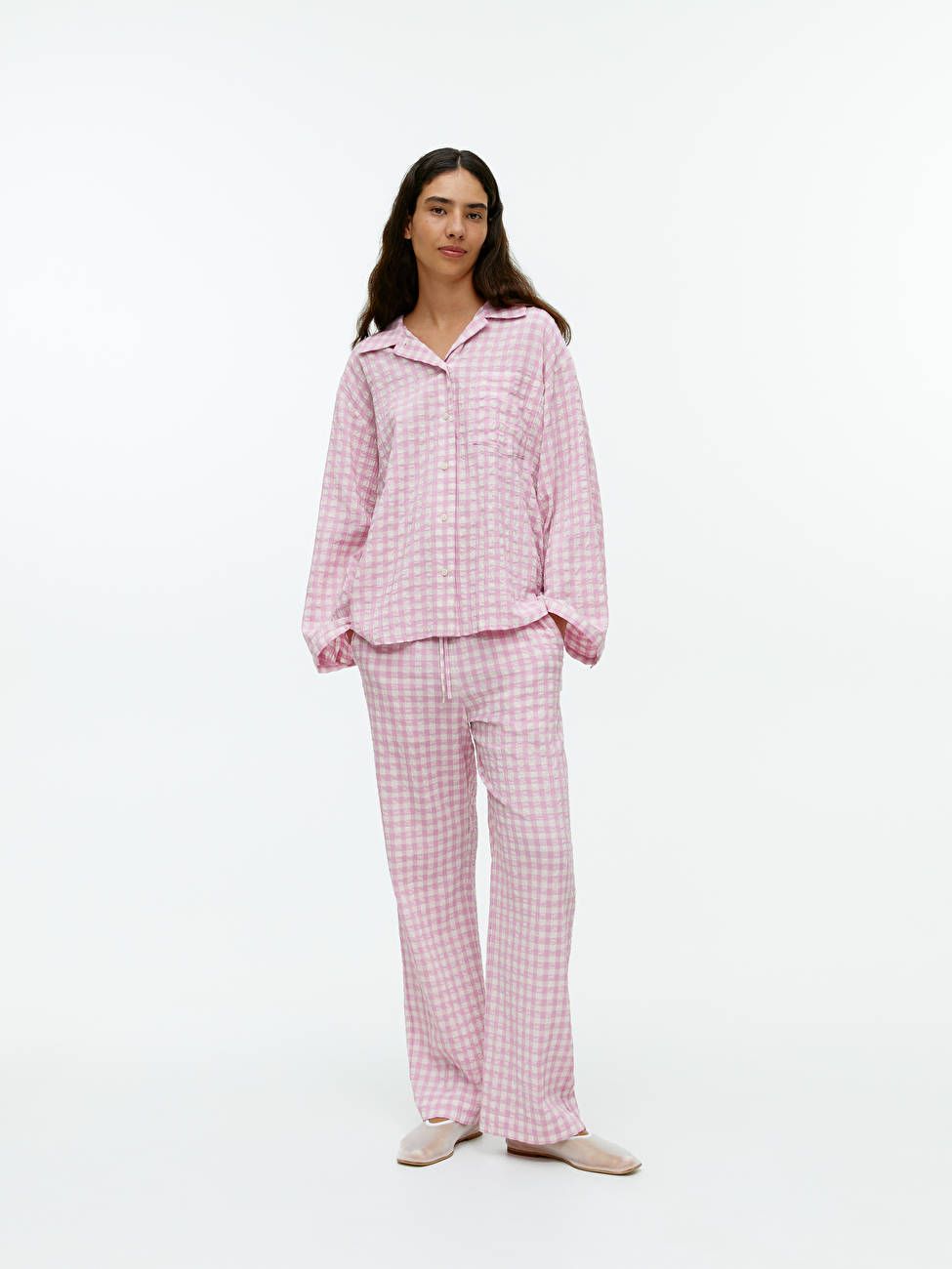 Pyjamahose aus Seersucker mit Vichykaros | ARKET (EU)