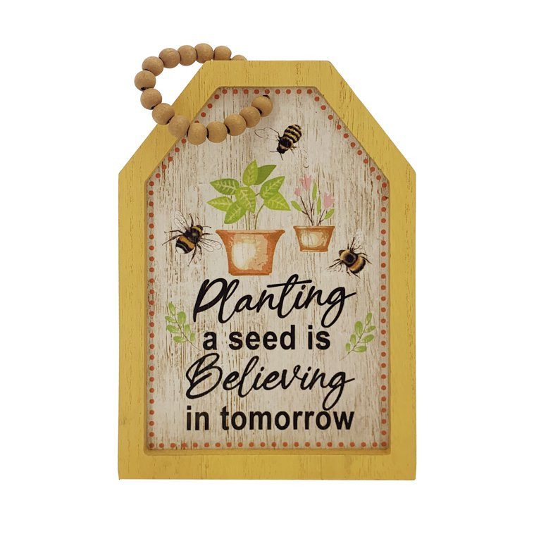 Way to Celebrate Spring 10" Wooden Tag Sign with Bead Hanger | Walmart (US)