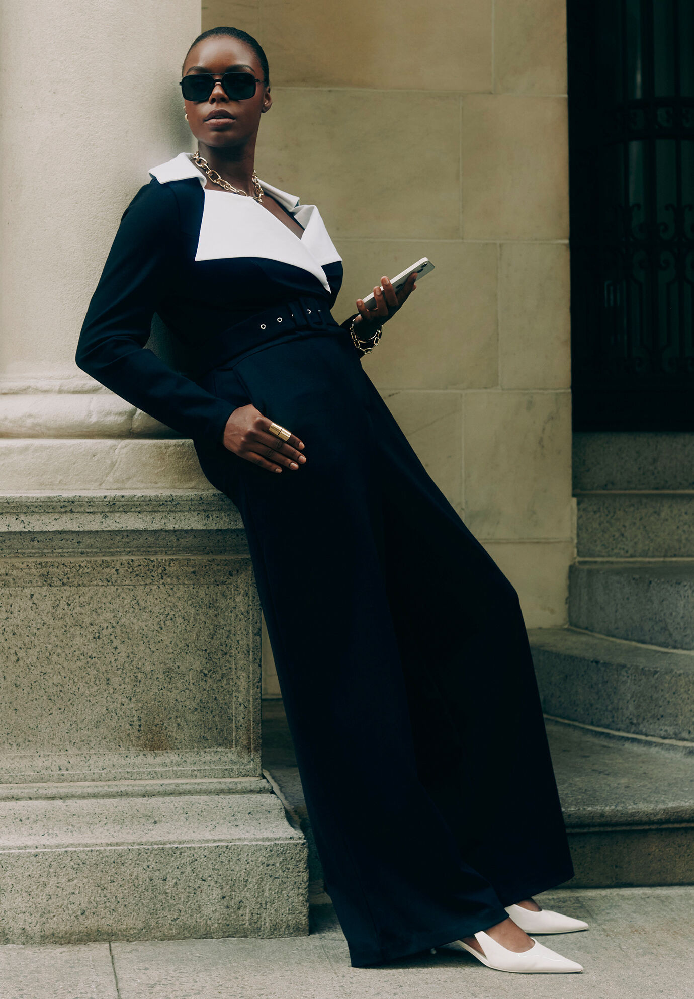 Tuxedo Knit Jumpsuit | Eloquii