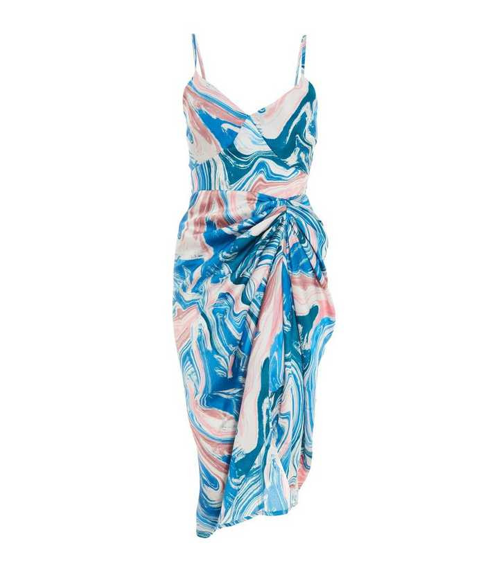 QUIZ Petite Blue Swirl Satin Strappy Midi Dress
						
						Add to Saved Items
						Remove from... | New Look (UK)