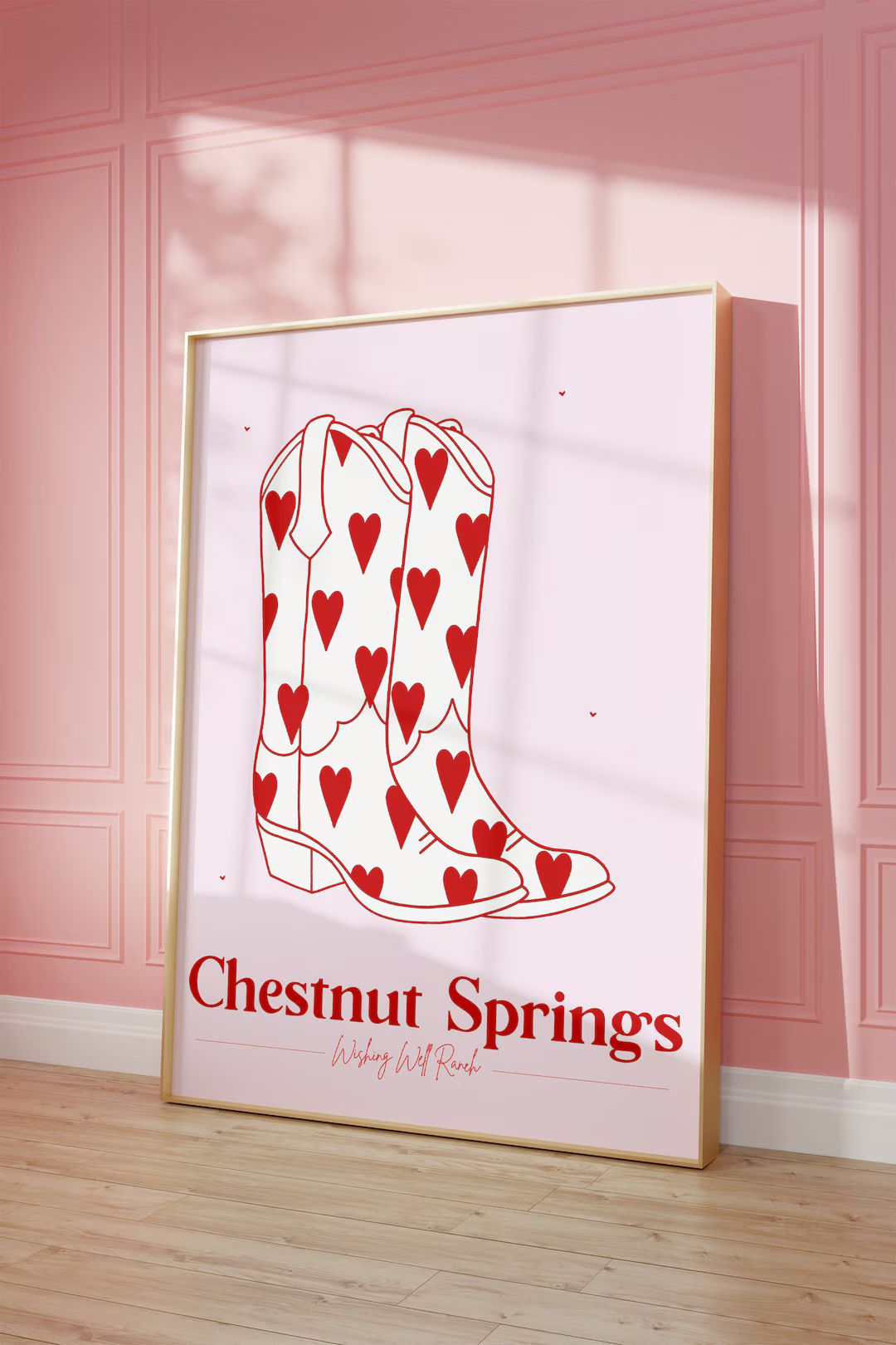 Chestnut Springs Bookish Aesthetic Digital Print in Pink and Red - Etsy | Etsy (US)