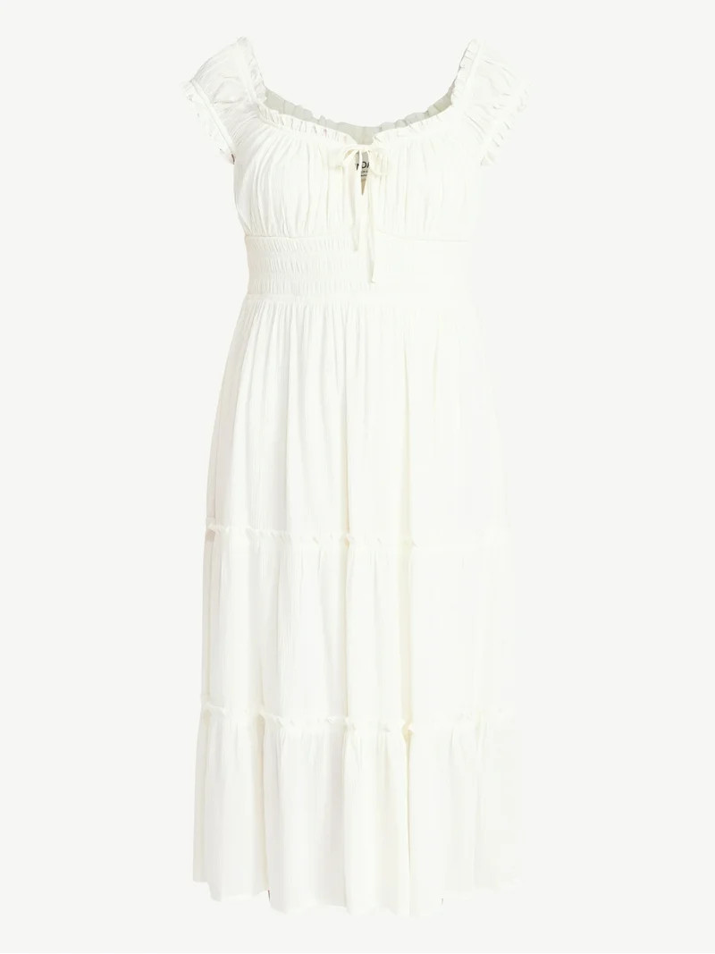 No Boundaries Puff Sleeve Midi Dress, Women’s XXS-XXL | Walmart (US)