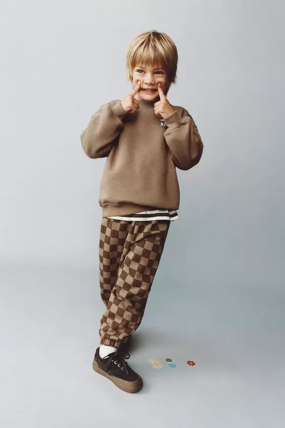 CHECKERBOARD SWEATSHIRT AND PANTS JOGGING SET | Zara US