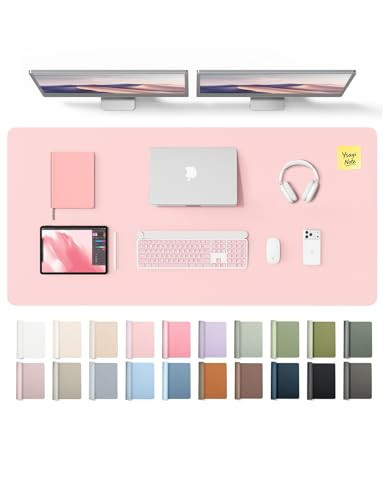 YSAGi Leather Desk Pad Protector, Office Desk Mat, Large Mouse Pad, Non-Slip PU Leather Desk Blotter, Laptop Desk Pad, Waterproof Desk Writing Pad for Office and Home (Light Pink, 55" x 24") | Amazon (US)