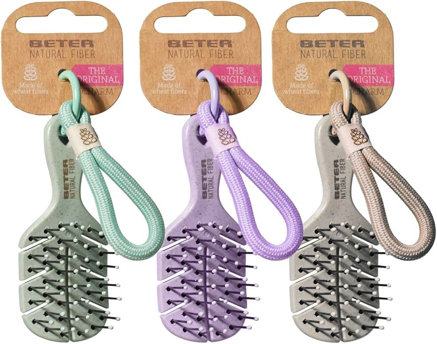 Beter - Pack of 3 Natural Fiber Charm Brushes, XSS Size, Includes Chain to Hang on Bag, Backpack,... | Amazon (UK)