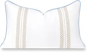 Hofdeco Premium Coastal Hampton Patio Indoor Outdoor Lumbar Pillow Cover Only, 12"x20" Water Repe... | Amazon (US)