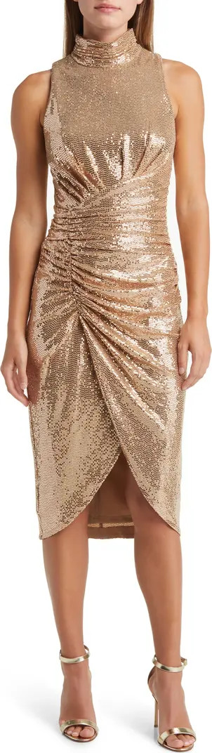 Metallic Mock Neck Cocktail Dress | Nordstrom Rack