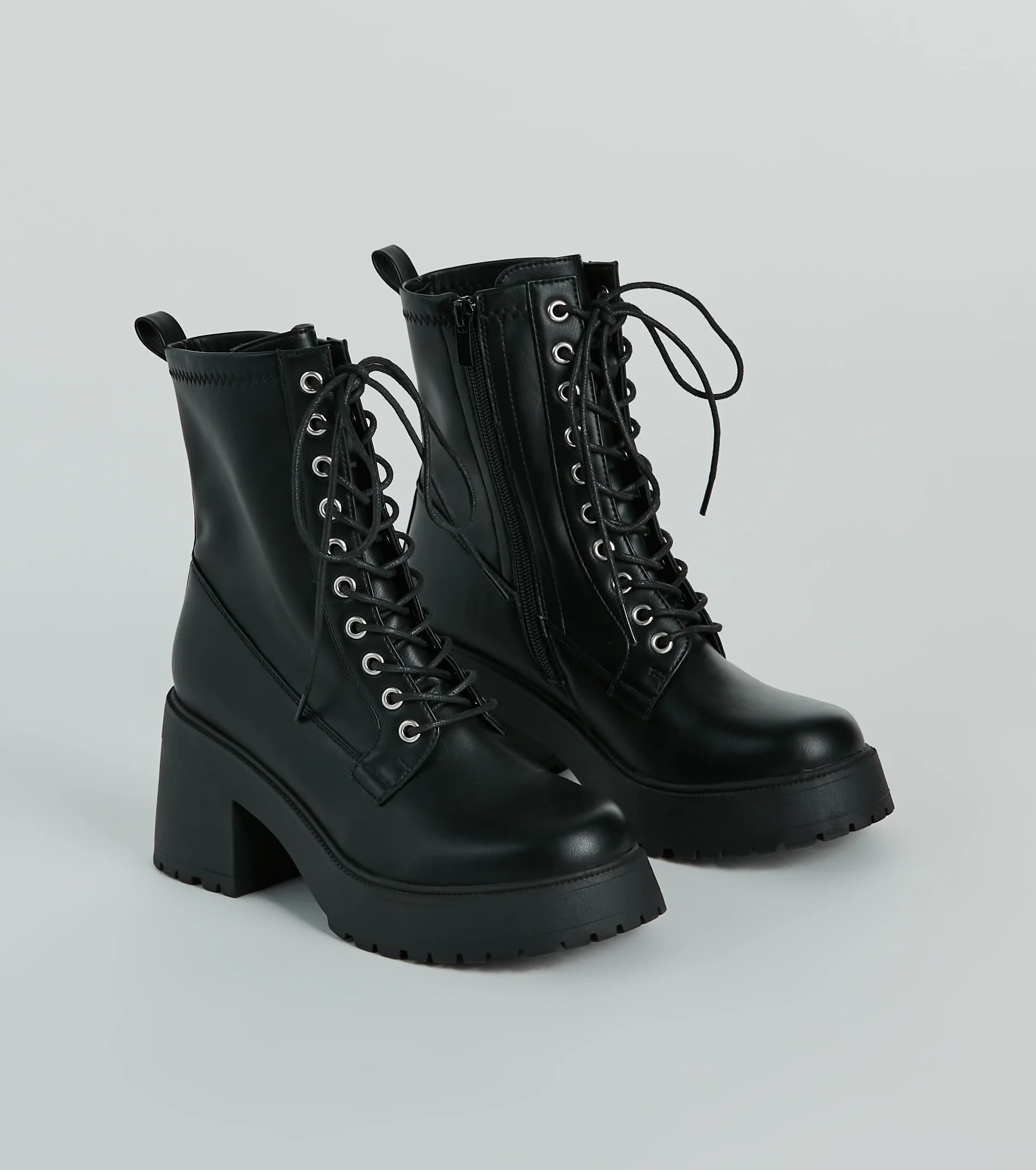 Tough Girl Chic Platform Combat Lug Booties | Windsor Stores