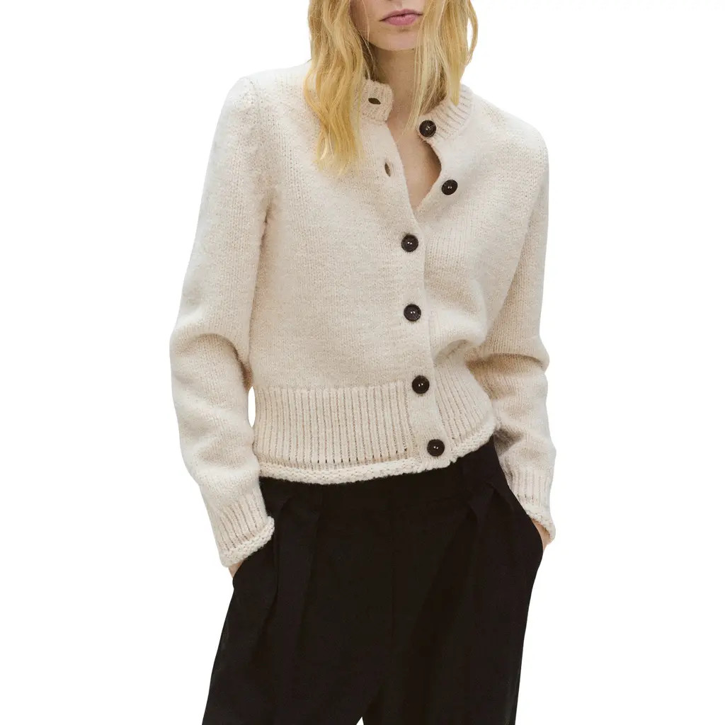 MANGO Crewneck Cardigan in Ecru at Nordstrom, Size X-Small | Nordstrom