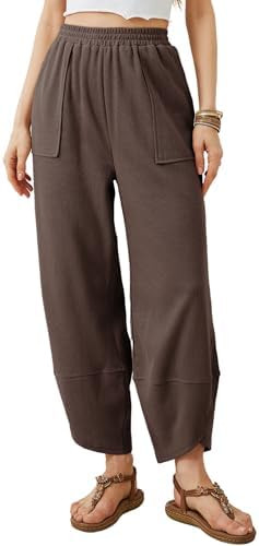 Xiaoxuemeng Womens Baggy Wide Leg Pants Casual Elastic Waisted Harem Pants | Amazon (US)