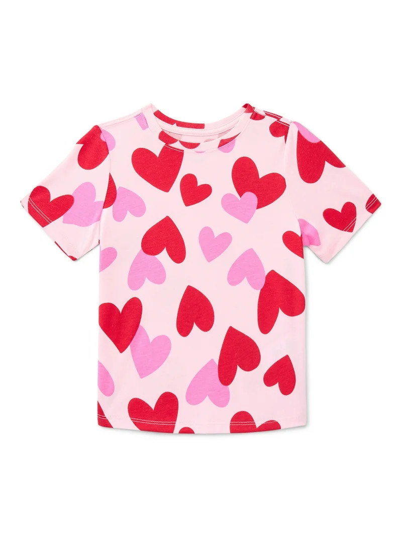Way To Celebrate Toddler Girl Valentine's Day Short Sleeve T-Shirt, Sizes 12M-5T | Walmart (US)