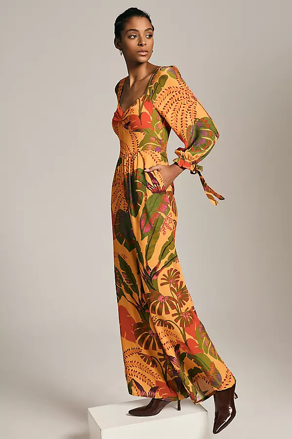 Farm Rio Sweetheart Jumpsuit By Farm Rio in Orange Size XL | Anthropologie (US)