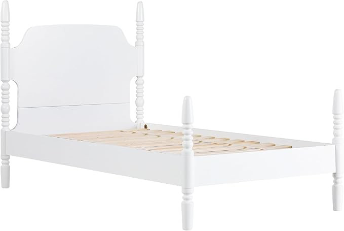Walker Edison EZ Assembly Traditional Wood White Spindle Bed, Vintage Bed Frame, No Box Spring Re... | Amazon (US)
