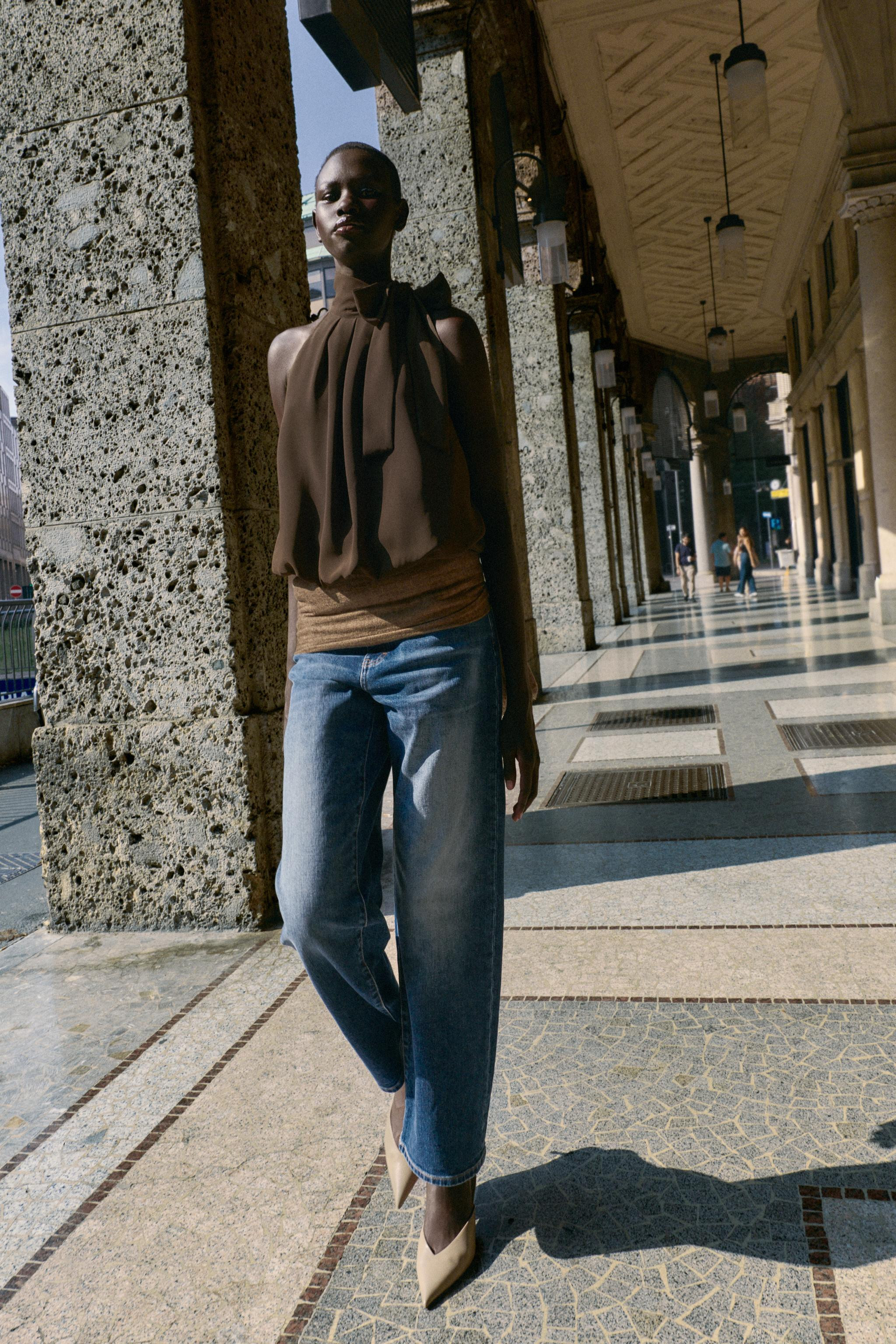 HALTER NECK BALLOON TOP WITH BOW | Zara UK