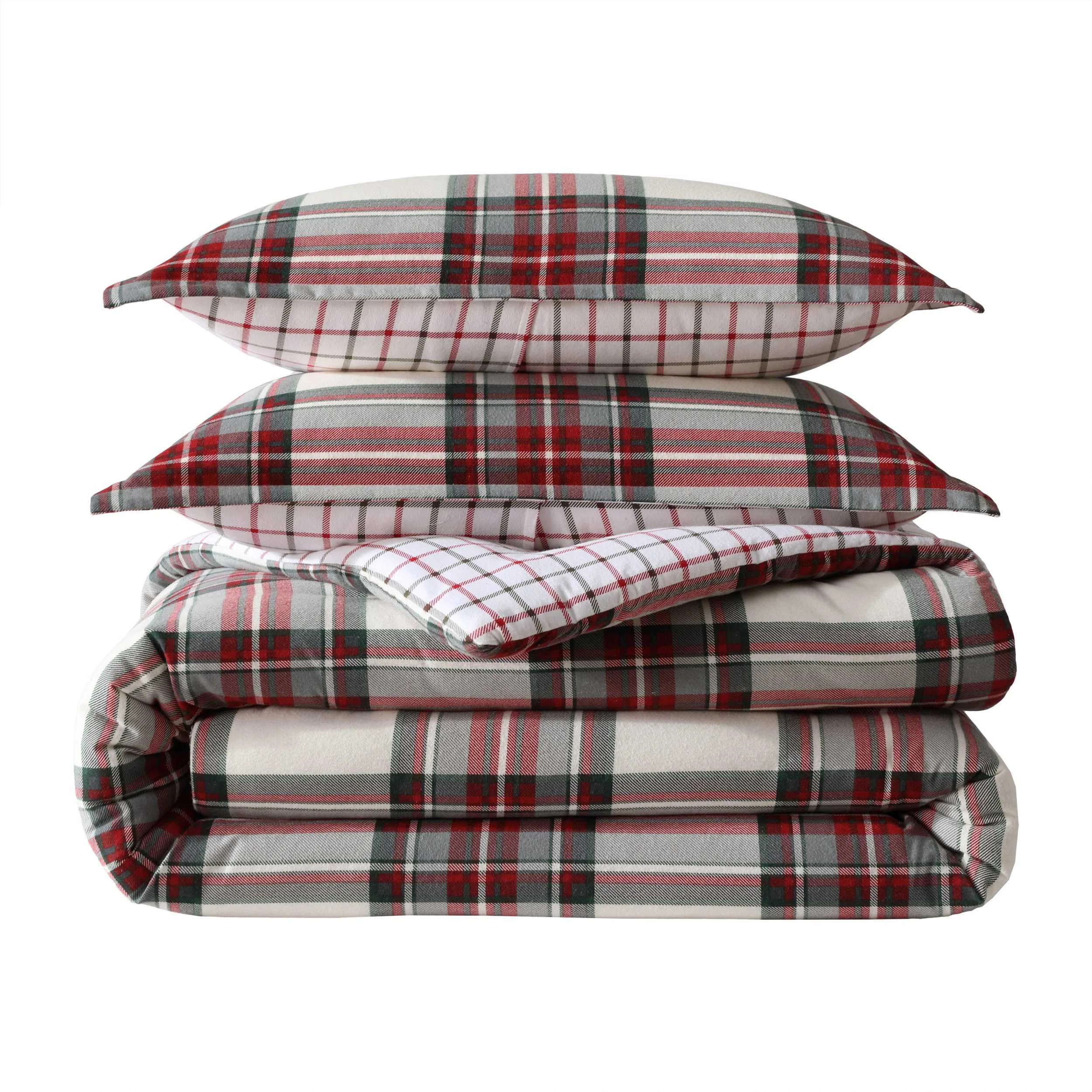 Eddie Bauer Serendipity Plaid Cotton Flannel Red Comforter Set | Wayfair North America