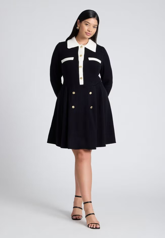 Collared Sweater Dress With Buttons | Eloquii