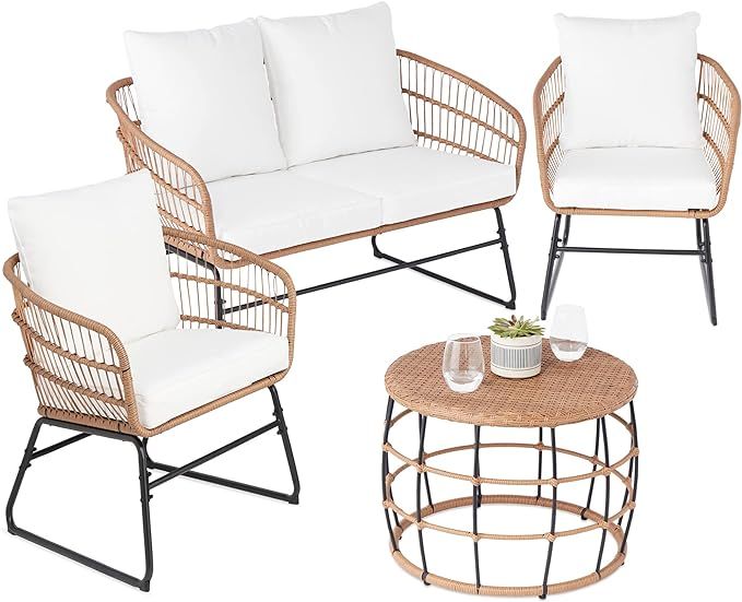 Best Choice Products 4-Piece Outdoor Rope Wicker Patio Conversation Set, Modern Contemporary Furn... | Amazon (US)