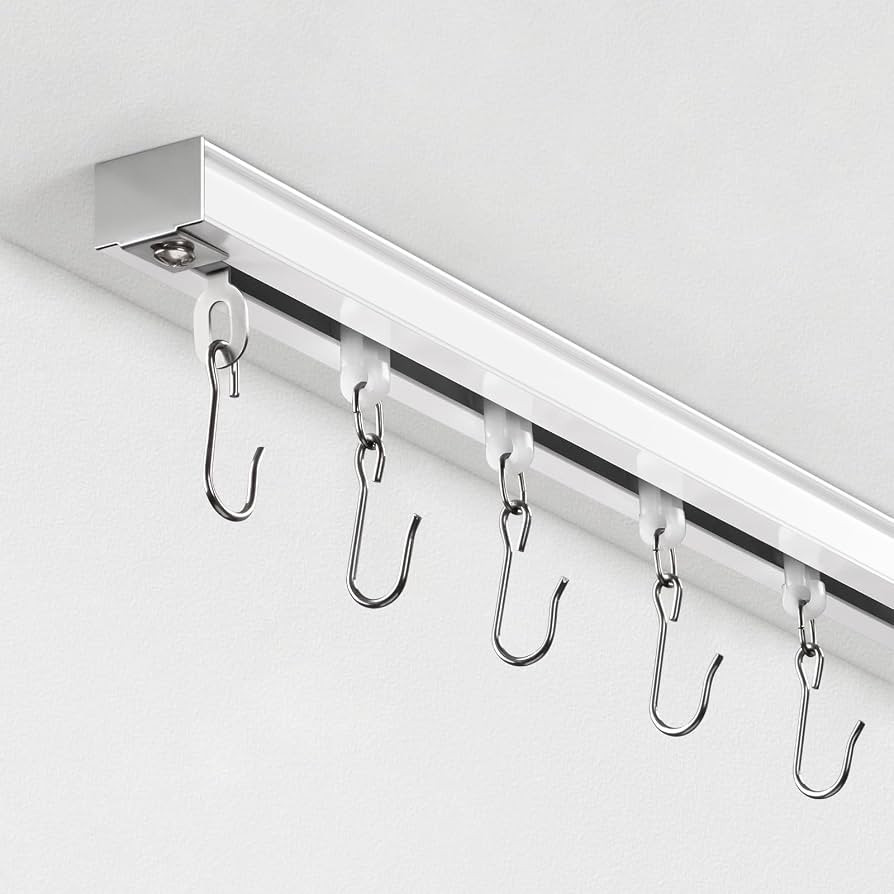 TEAKMAMA Aluminum Ceiling Curtain Track with Roller Hooks, White, 9ft-12ft | Amazon (US)