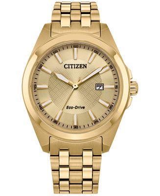 Eco-Drive Men's Peyten Gold-Tone Stainless Steel Bracelet Watch 41mm | Macy's