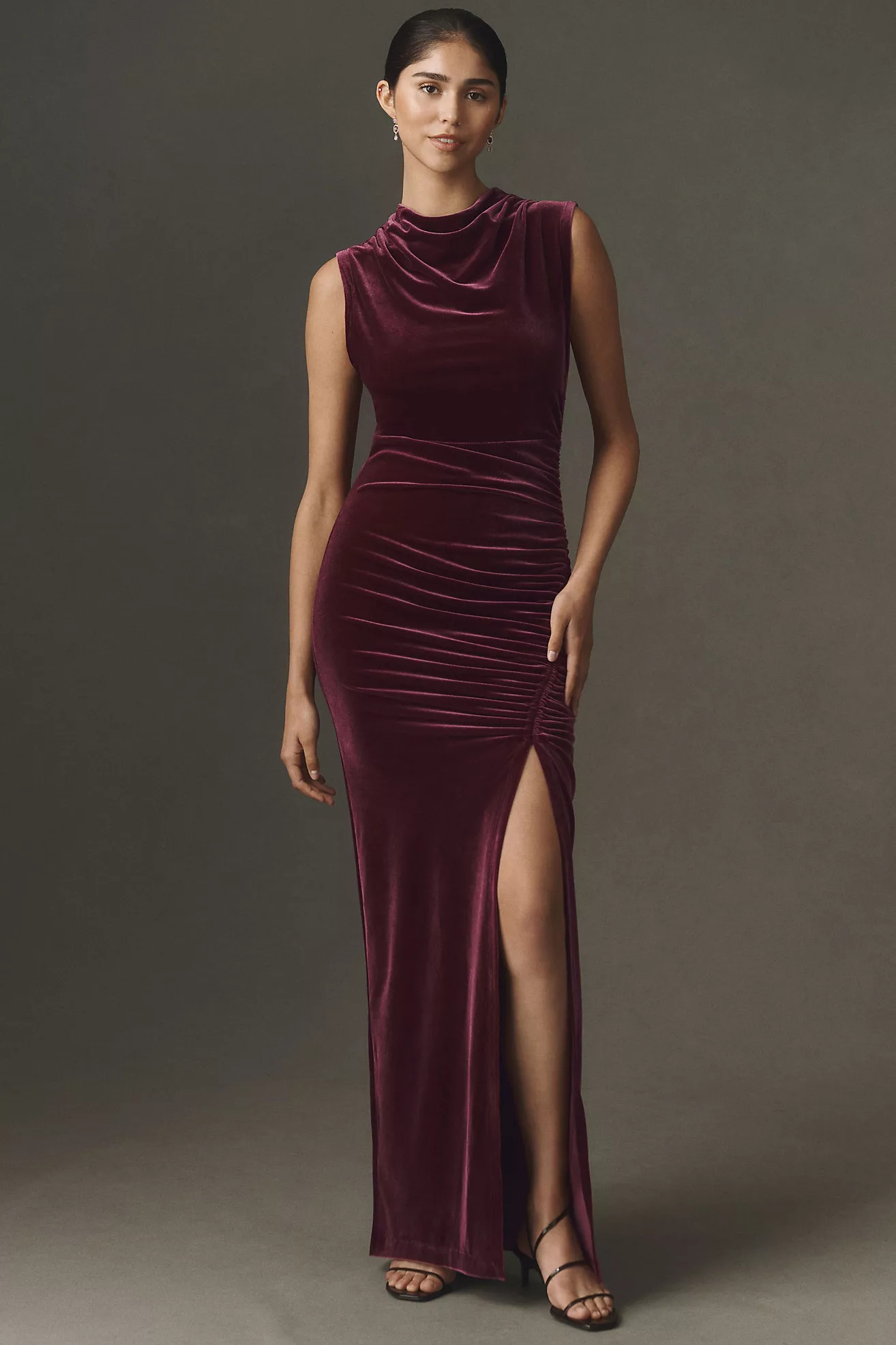 Francesca High-Neck Stretch Velvet Maxi Dress | Anthropologie (US)