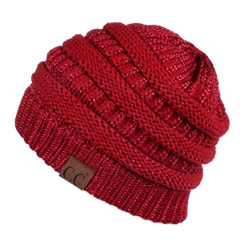 C.C Exclusives Cable Knit Beanie - Thick, Soft & Warm Chunky Beanie Hats (Metal Red) | Amazon (US)